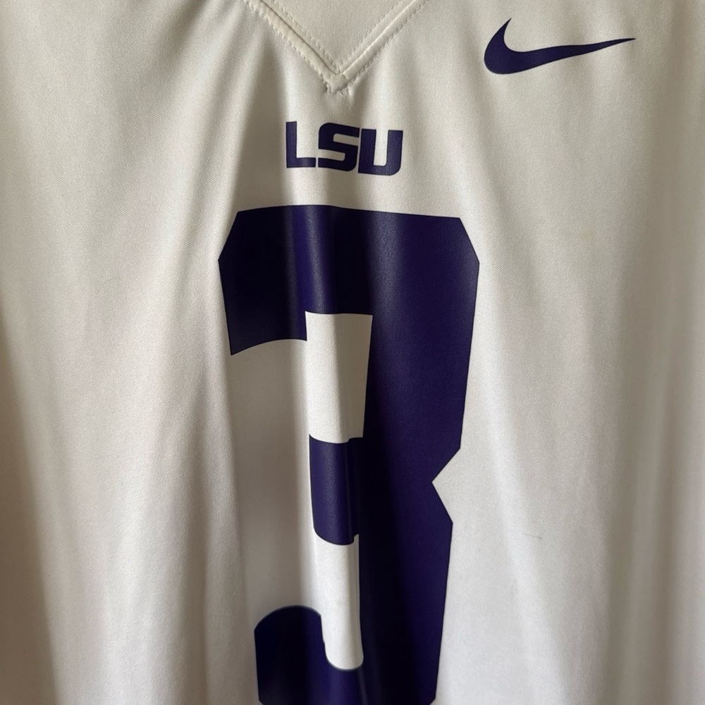 Men’s Nike Odell Beckham Jr #3 LSU Tigers NCAA DriFit Jersey Sz 2XL - White RARE - Picture 2 of 7